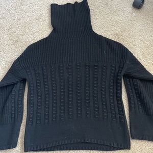 Black turtleneck cable knit chunky sweater